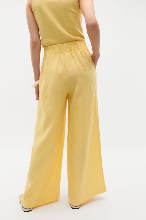 Linen Gathered Palazzo Pant  Buttercup  hi-res