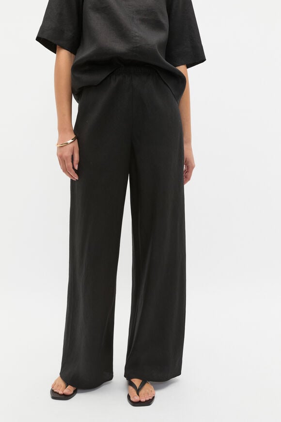 Linen Easy Wide Leg Pant  Black  hi-res
