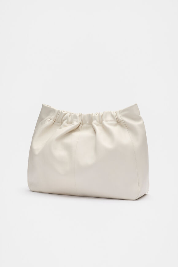 Leather Rouched Tote  Cream  hi-res