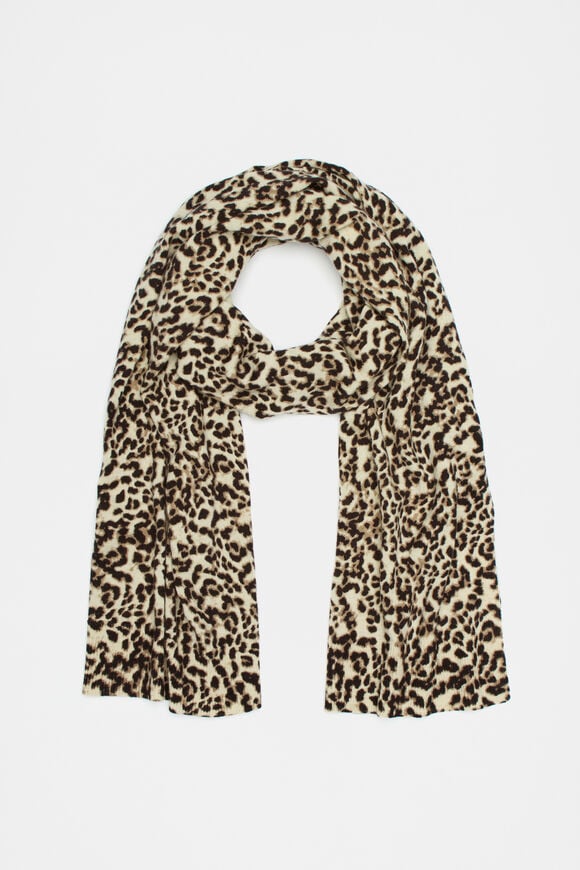 Print Merino Knit Scarf  Animal Print  hi-res