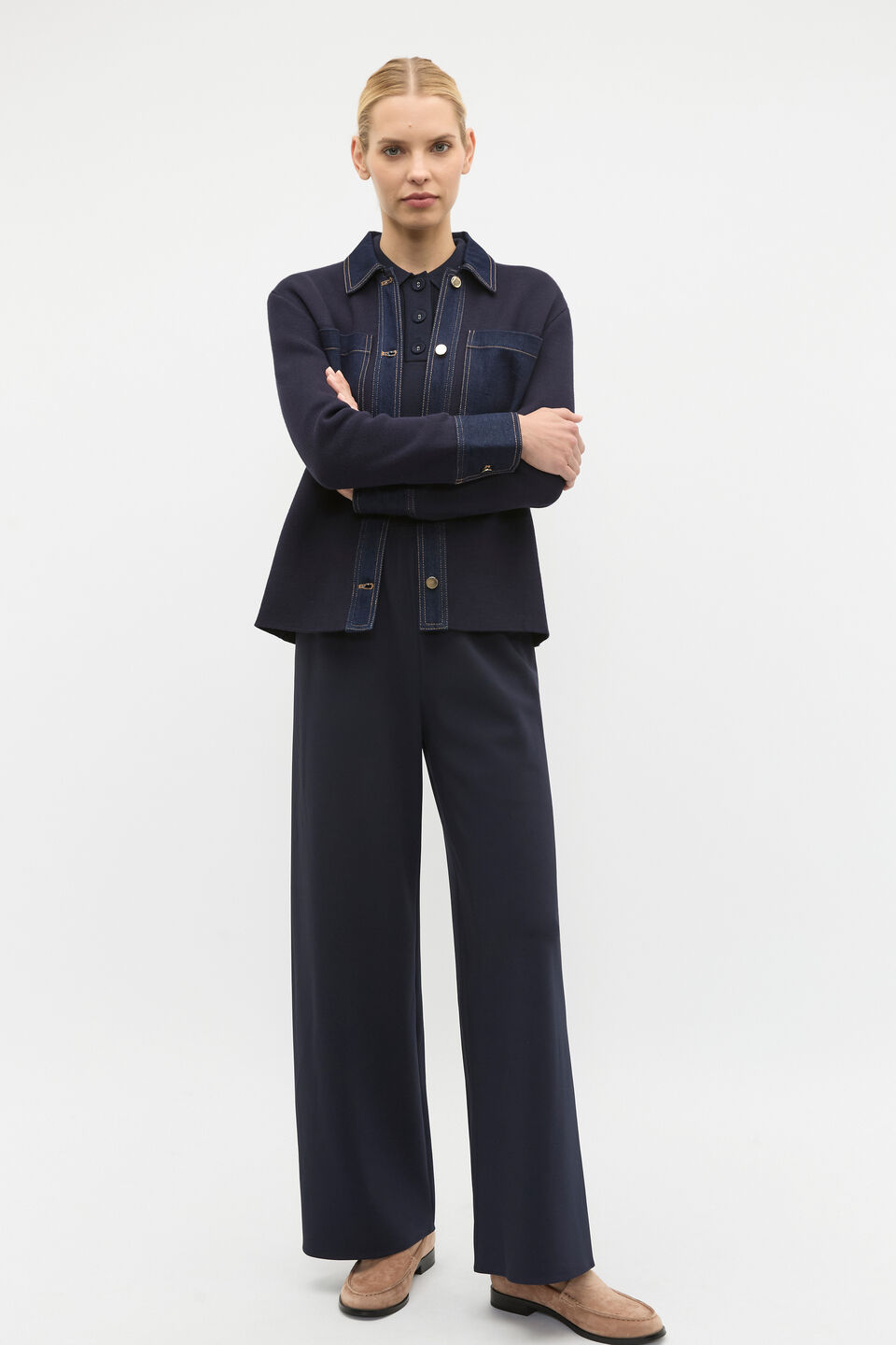 Double Knit Denim Jacket  Twilight Blue