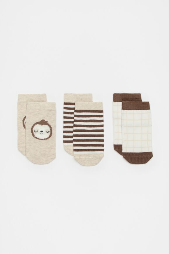 Sloth Sock 3 Pack  Oat  hi-res