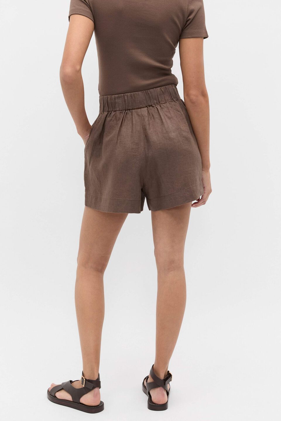 Core Linen Gathered Palazzo Short  Pinecone