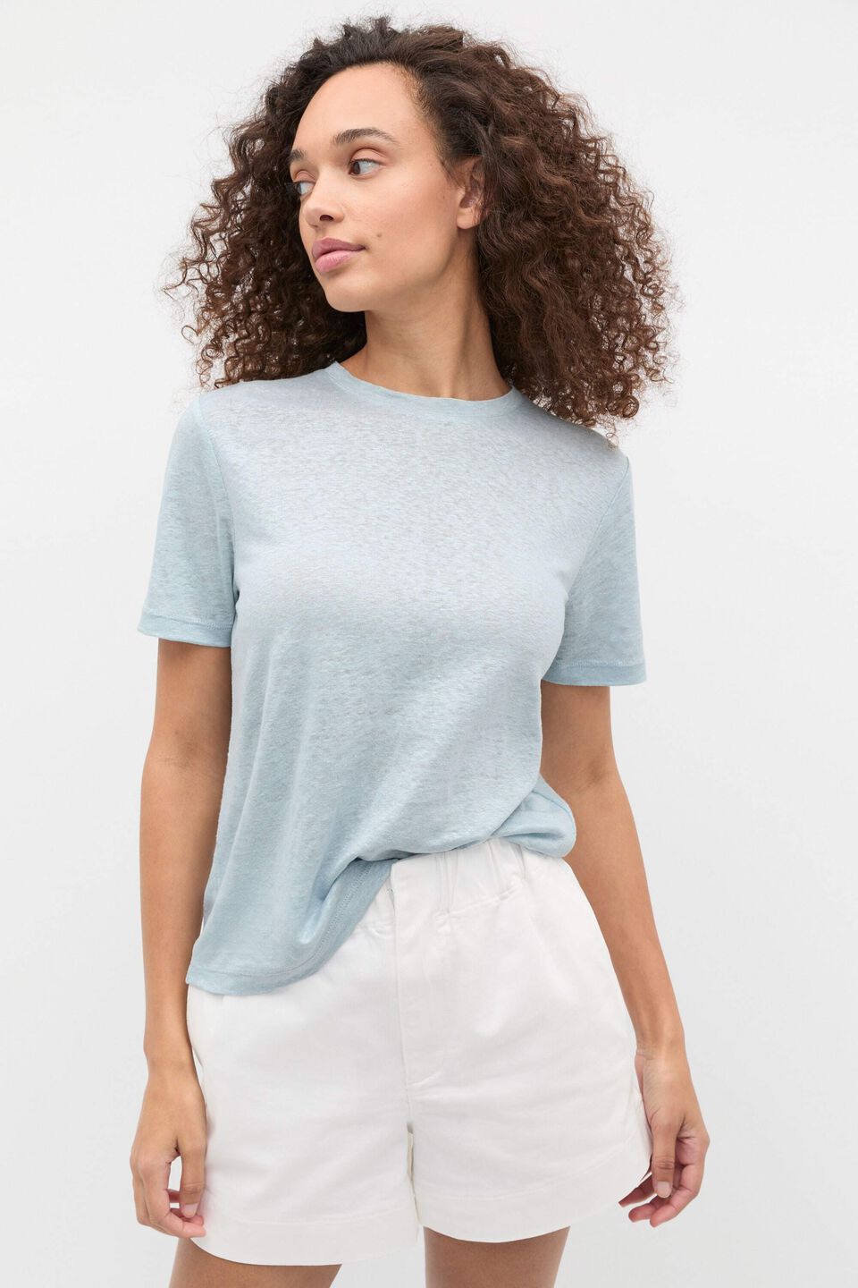 Linen Neat Tee  Bluebell