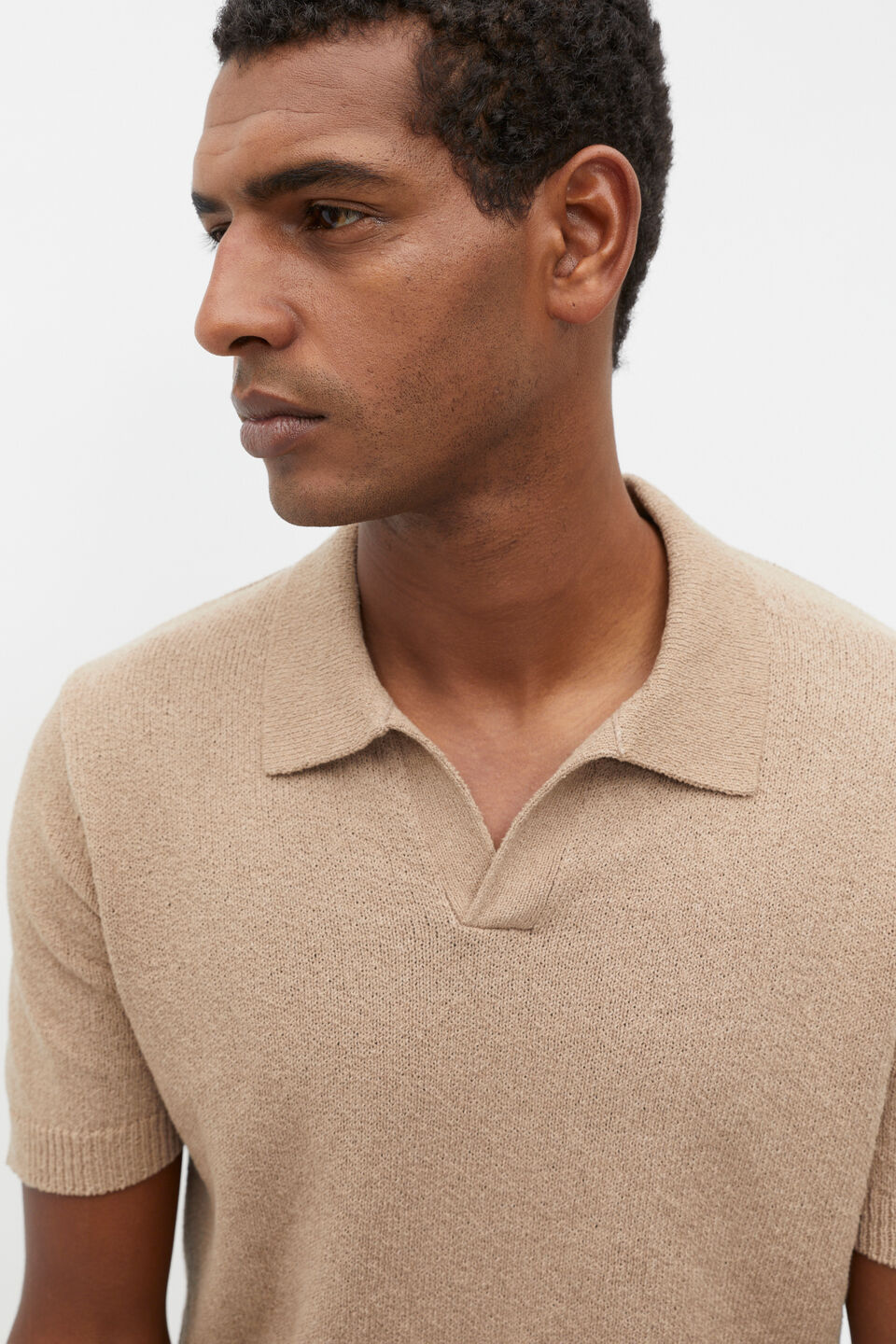 Textured Trophy Polo  Hazelnut