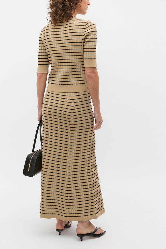 Stripe Rib Knit Short Sleeve Cardigan  Rye Stripe  hi-res