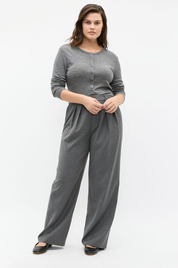 Australian Merino Cardigan  Charcoal Grey Marle  hi-res