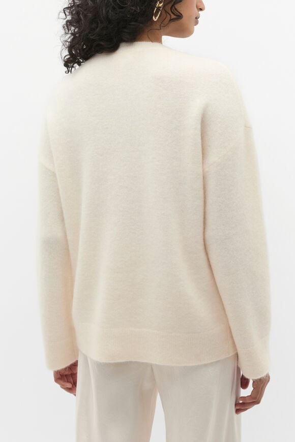 Fluffy Crew Neck Knit  Coconut Cream  hi-res
