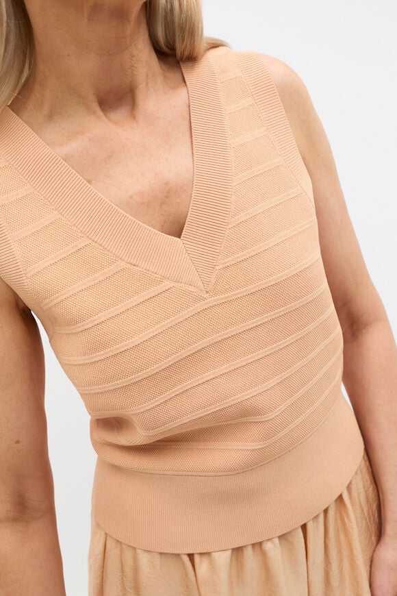 Textured Knit Vest  Apricot  hi-res