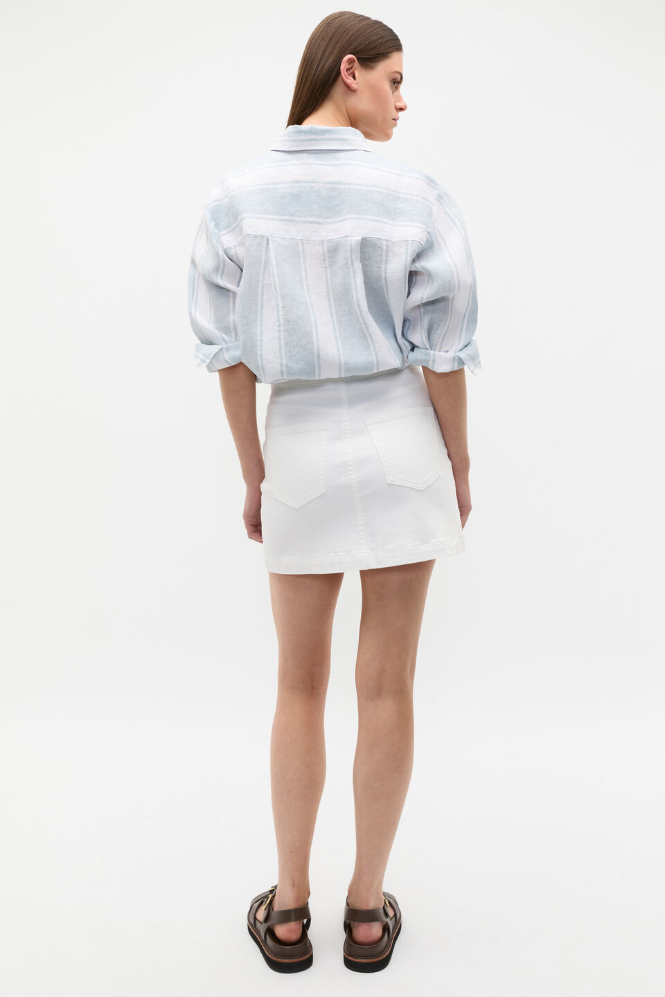Core Denim Mini Skirt  White