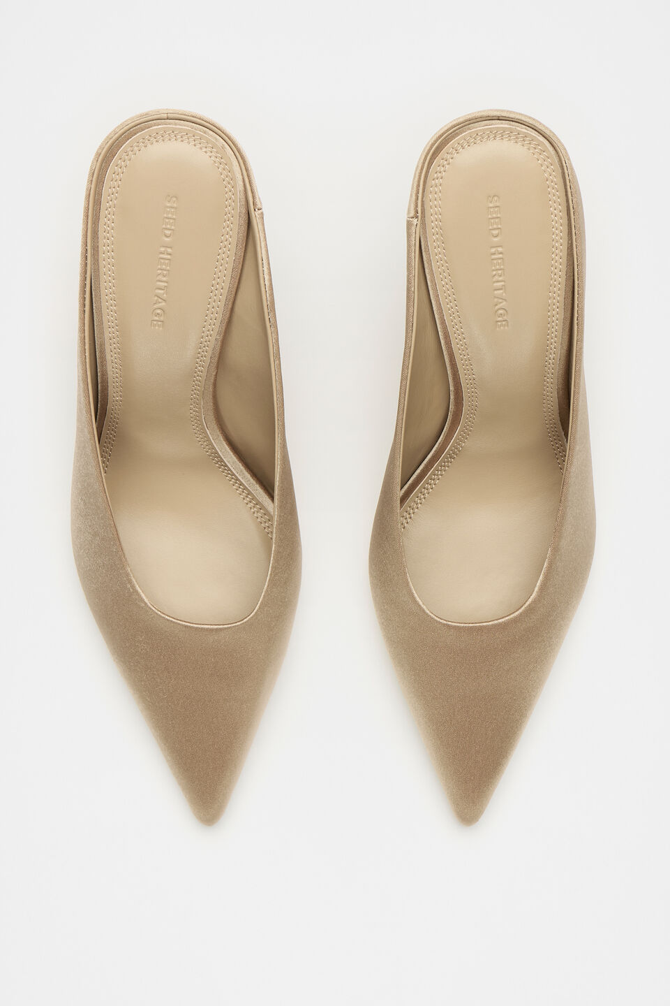 Aisha Satin Heeled Mule  Rye