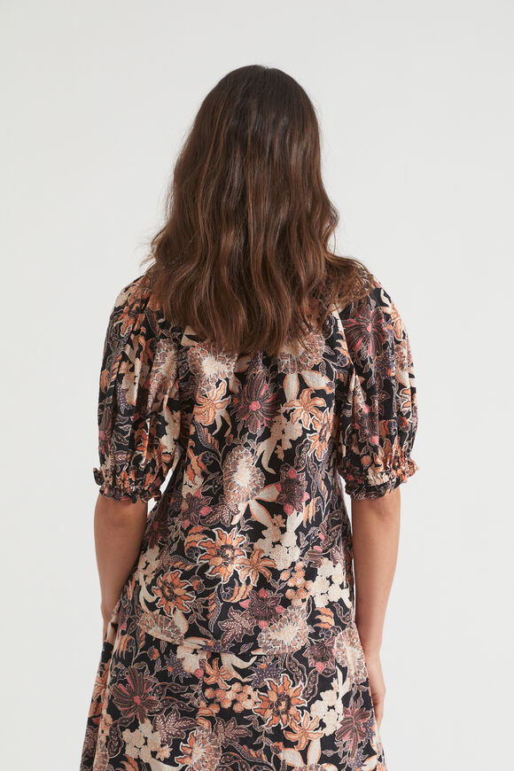 Floral Puff Sleeve top  Peach Bloom Floral  hi-res