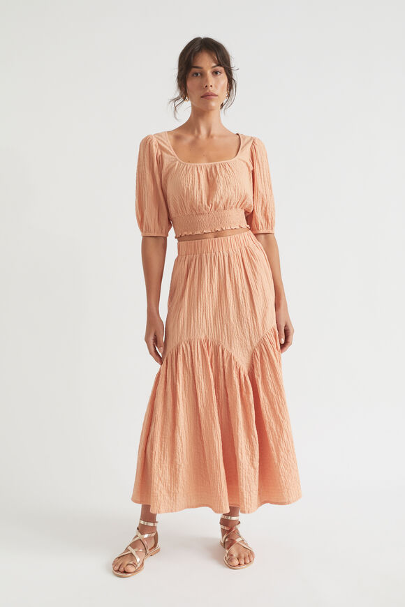 Seersucker Crop Top  Peach Bloom  hi-res