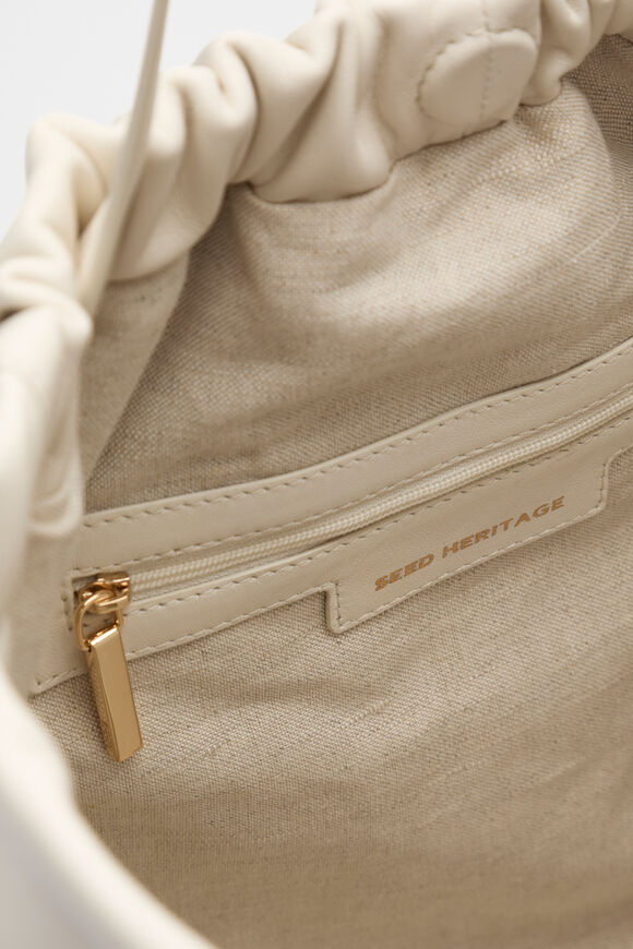 Leather Rouched Tote  Cream  hi-res