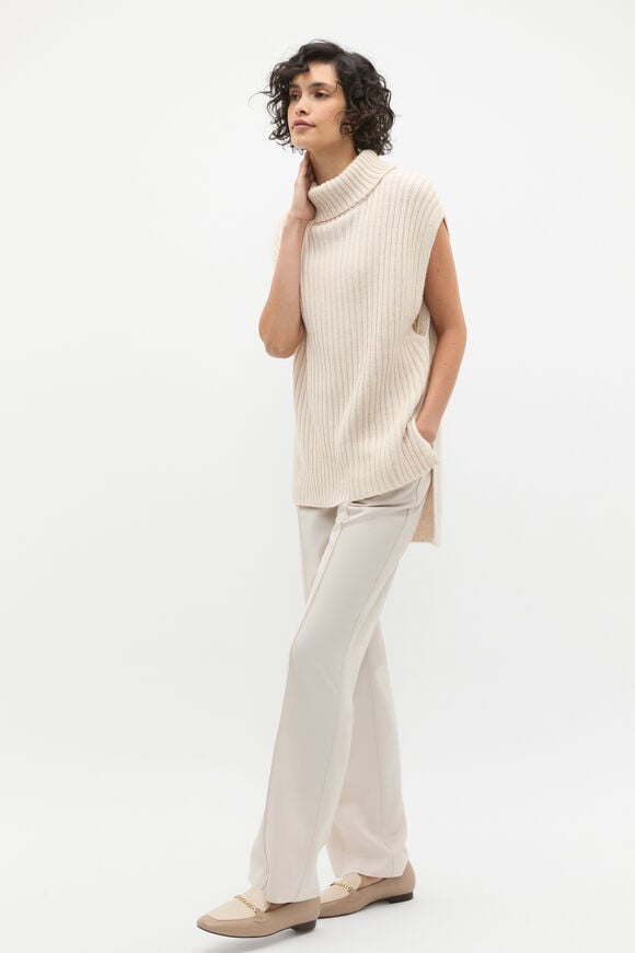 Collar Knit Poncho  Oat  hi-res