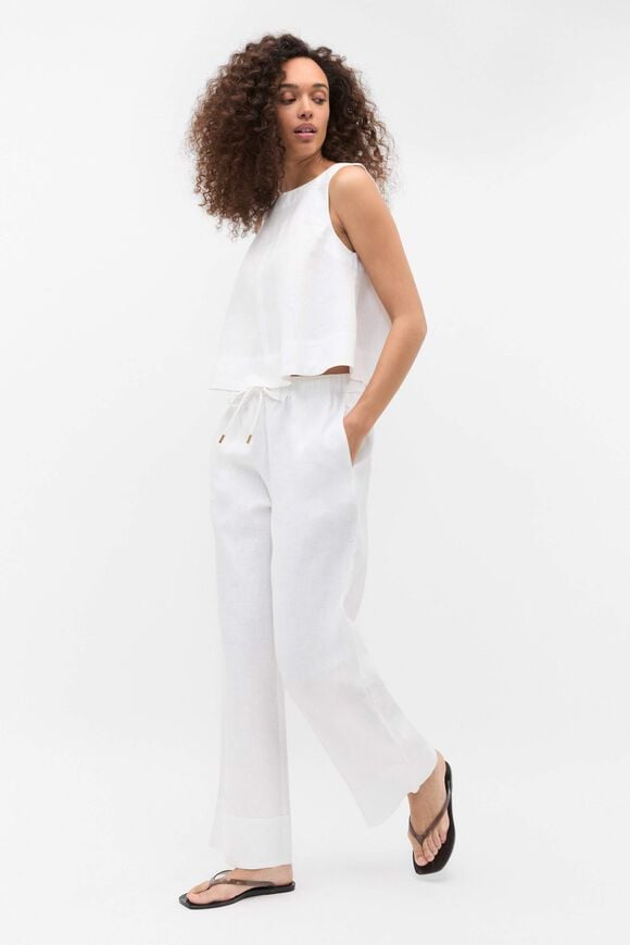 Core Linen Casual Tie Pant  Whisper White  hi-res