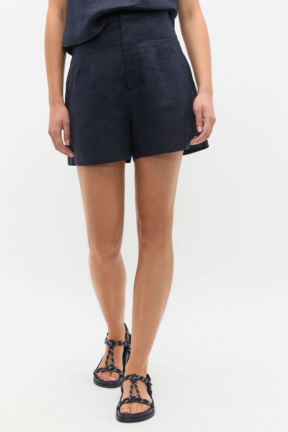 Core Linen Waisted Short  Twilight Blue