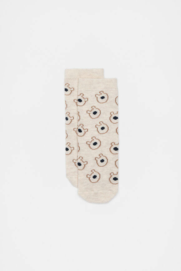 Bear Sock  Oat Marle  hi-res