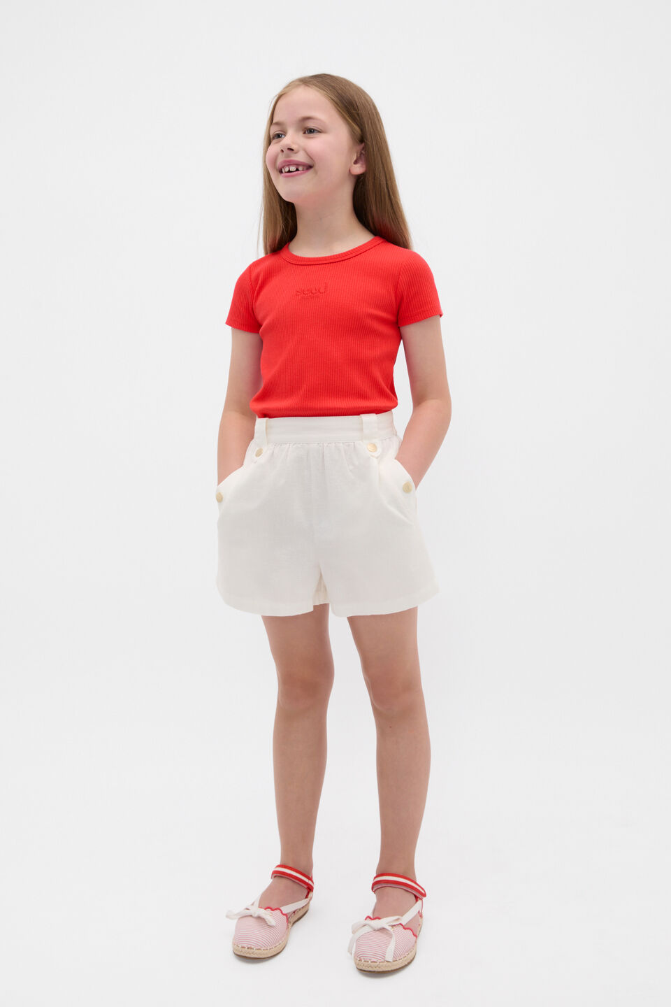 Core Logo Rib Tee  Strawberry Red