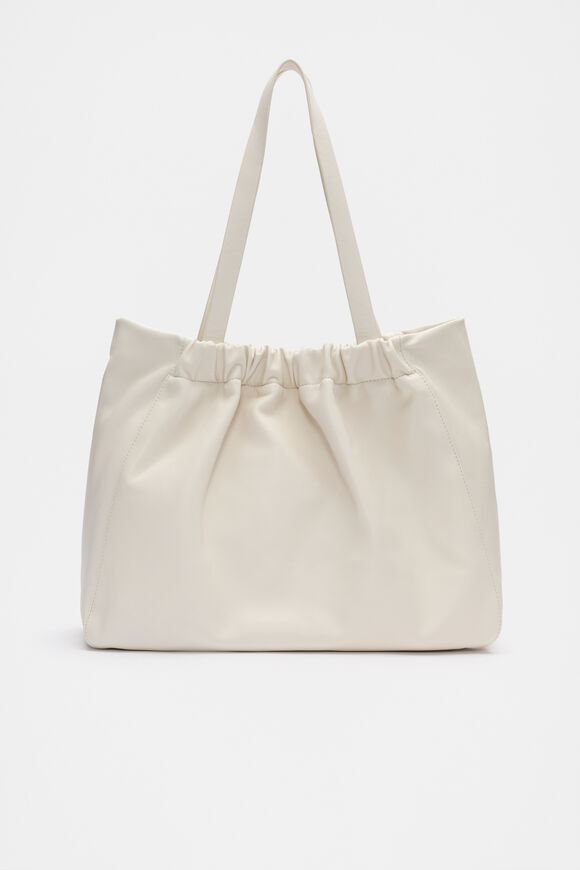 Leather Rouched Tote  Cream  hi-res