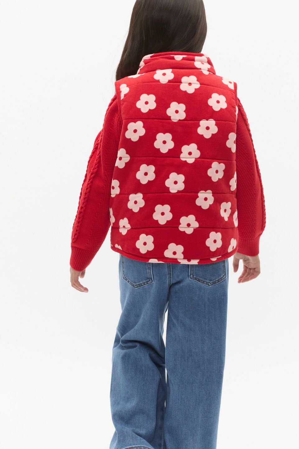 Flower Cord Vest  Chilli Red