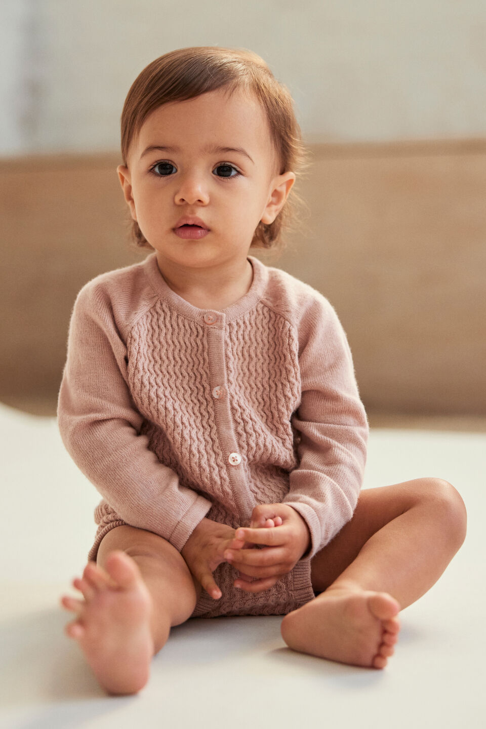 Cable Knit Cardigan  Blush Pink