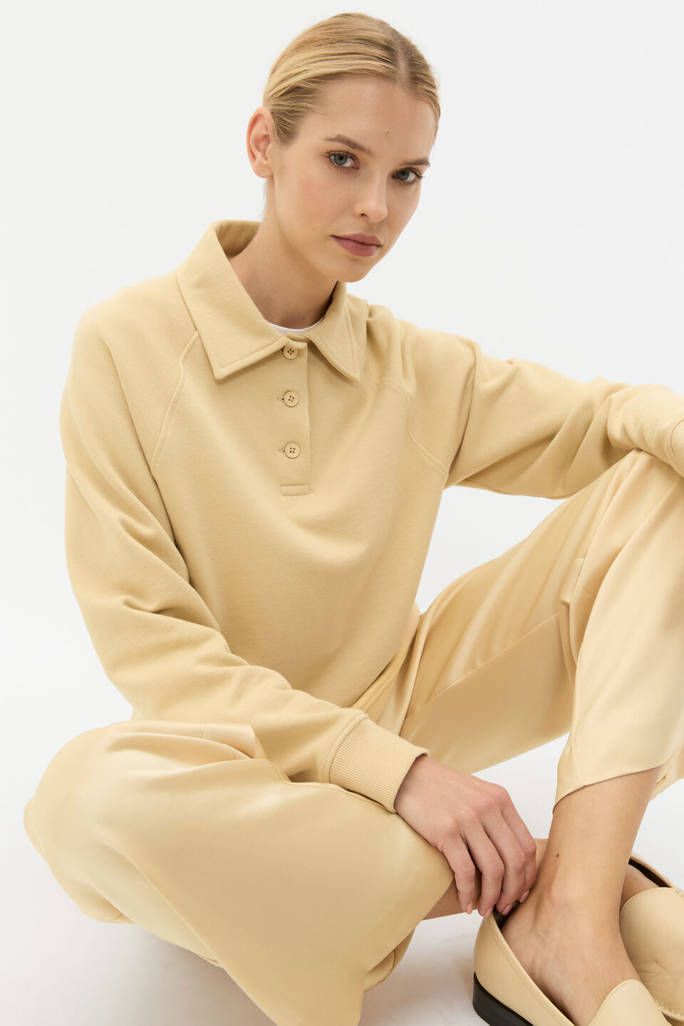 Terry Polo Sweat  Marzipan Wash