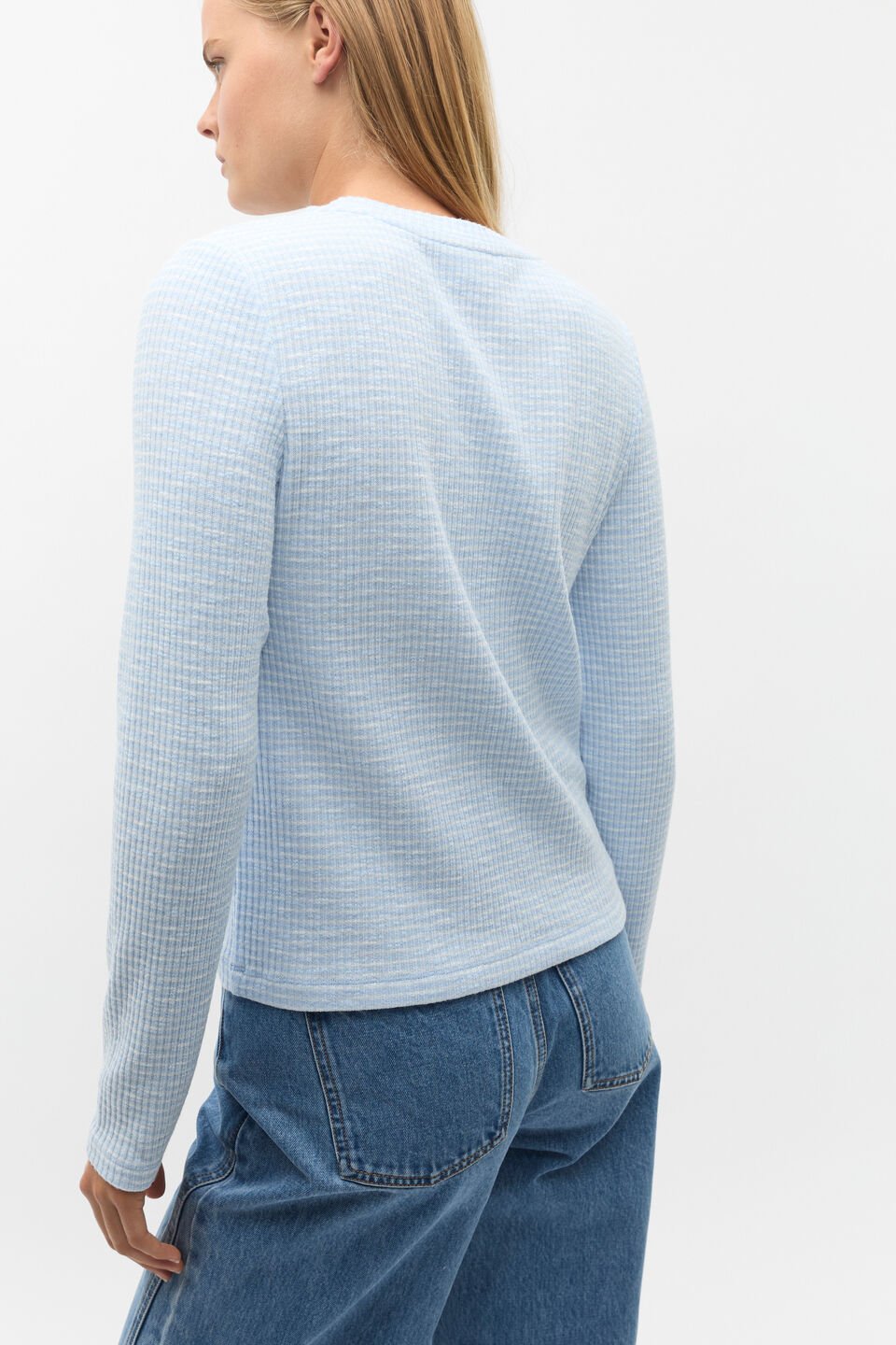 Self Stripe Textured Top  Ice Blue Stripe