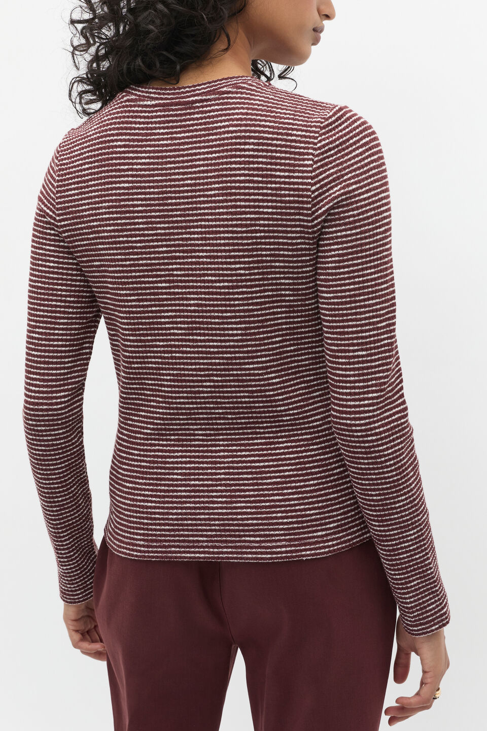 Self Stripe Textured Top  Merlot Stripe