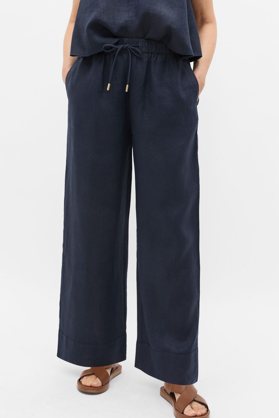 Core Linen Casual Tie Pant  Twilight Blue