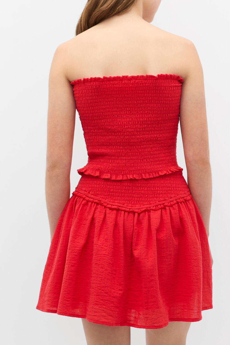 Shirred Skirt  Strawberry Red