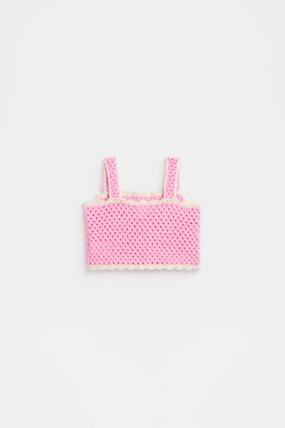 Crochet Cami  Candy Pink  hi-res