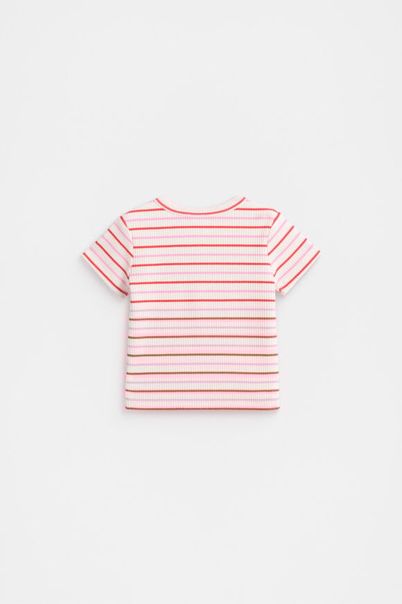 Stripe Logo Rib Tee  Candy Pink Multi  hi-res