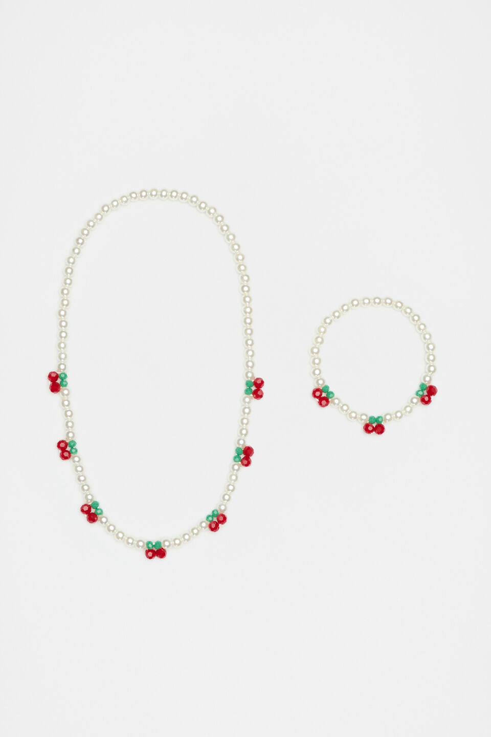 Cherry Necklace and Bracelet Set  Pearl