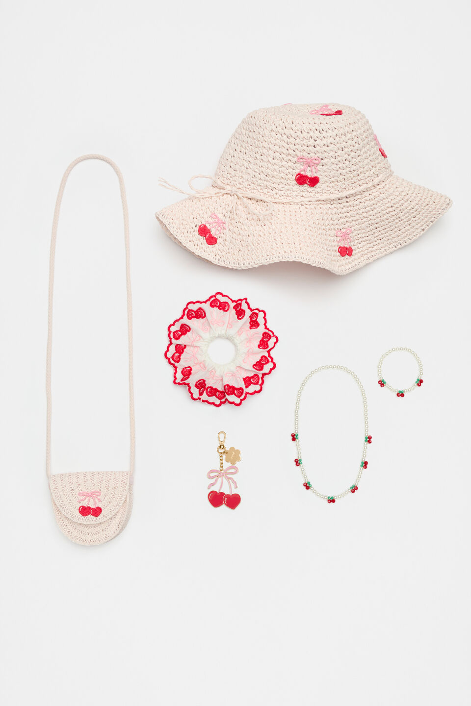 Cherry Necklace and Bracelet Set  Pearl