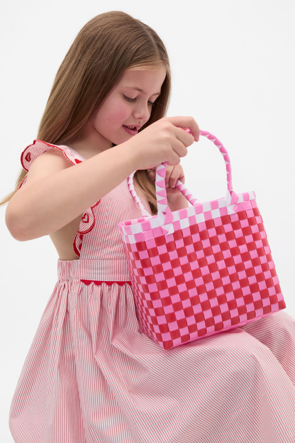 Woven Tote  Strawberry Red