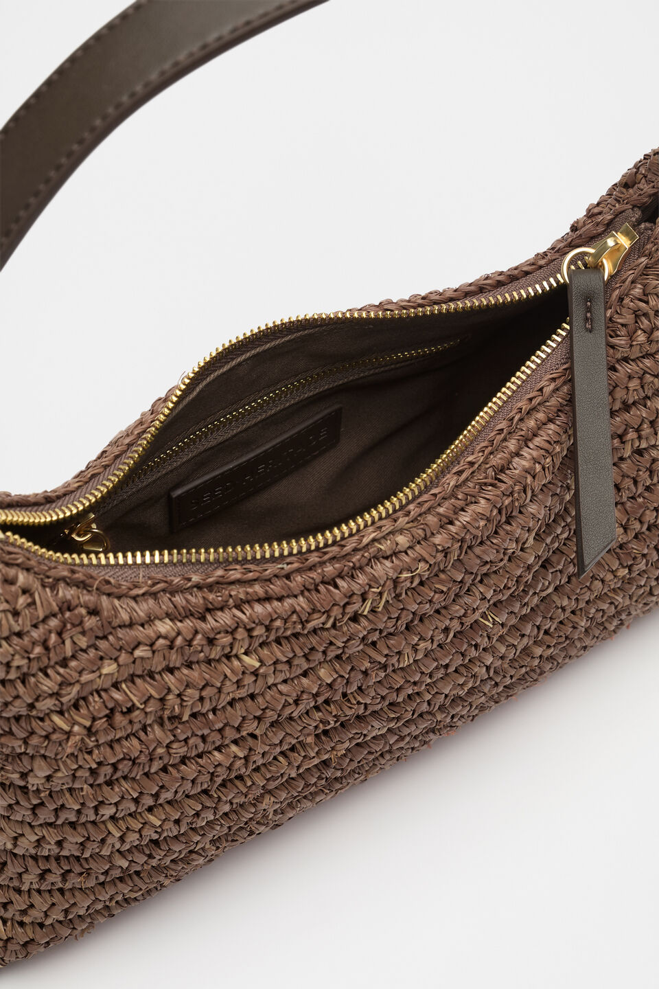 Raffia Shoulder Bag  Chocolate