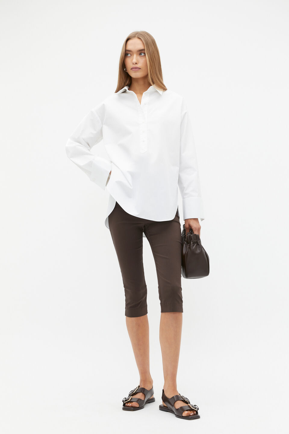 Half Placket Poplin Shirt  Whisper White