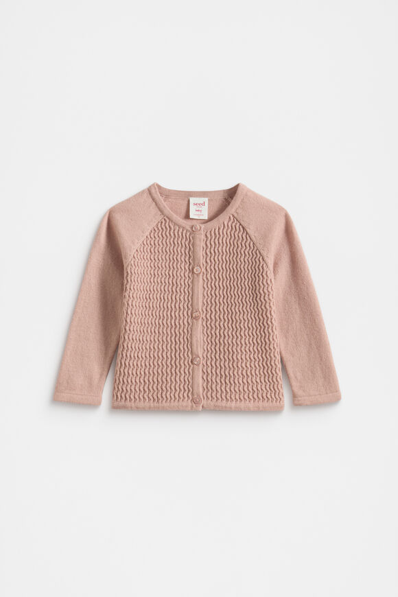 Cable Knit Cardigan  Blush Pink  hi-res