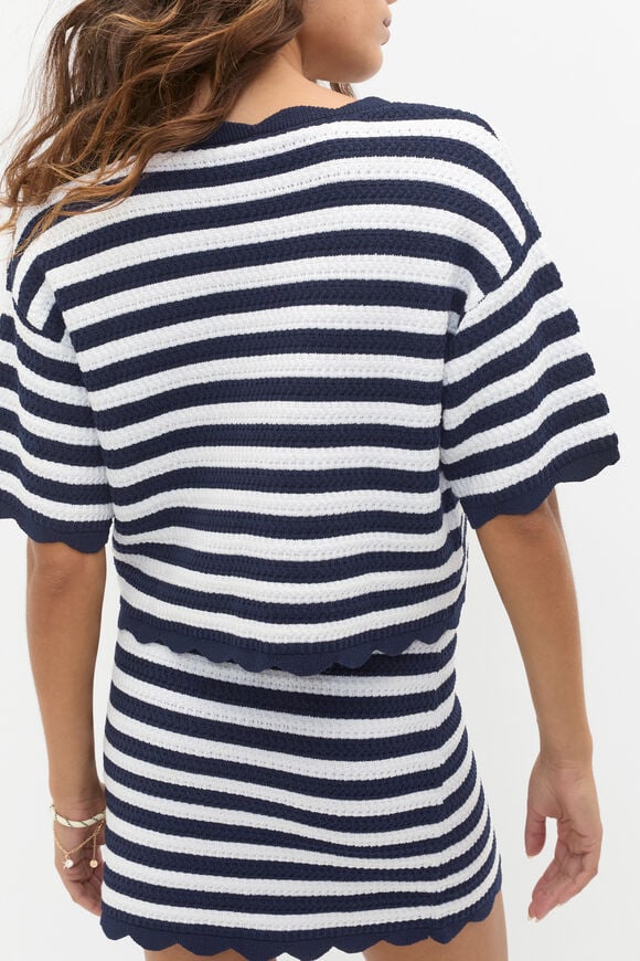 Scallop Stripe Knit Top  Twilight Blue Stripe  hi-res