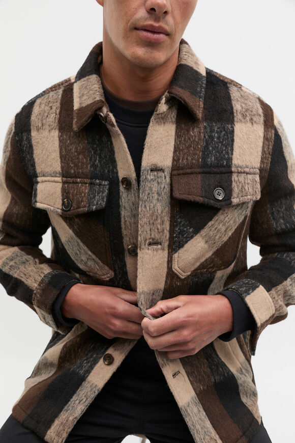 Brushed Check Overshirt  Dark Espresso  hi-res