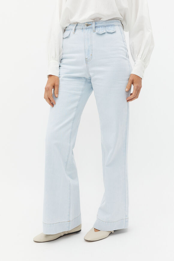 Denim Wide Leg Rigid Jean  Stone Blue Wash  hi-res