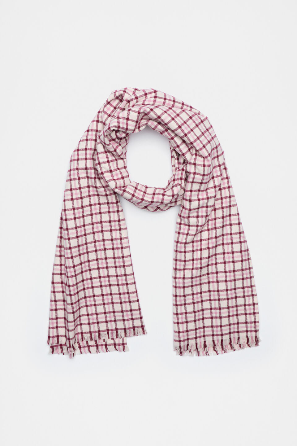 Multi Check Scarf  Plum Red