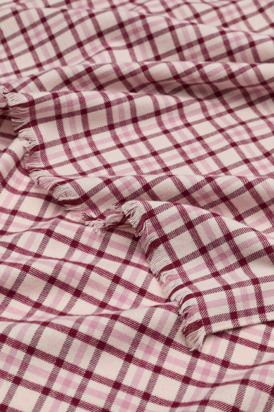 Multi Check Scarf  Plum Red