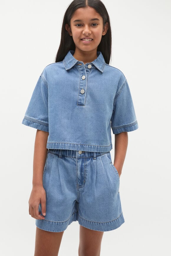 Boxy Denim Shirt  Mid Wash  hi-res