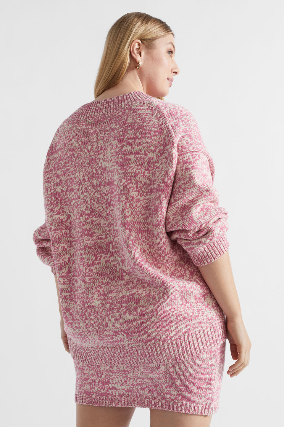 Cotton Twist Knit Cardigan  Rosewood Twist