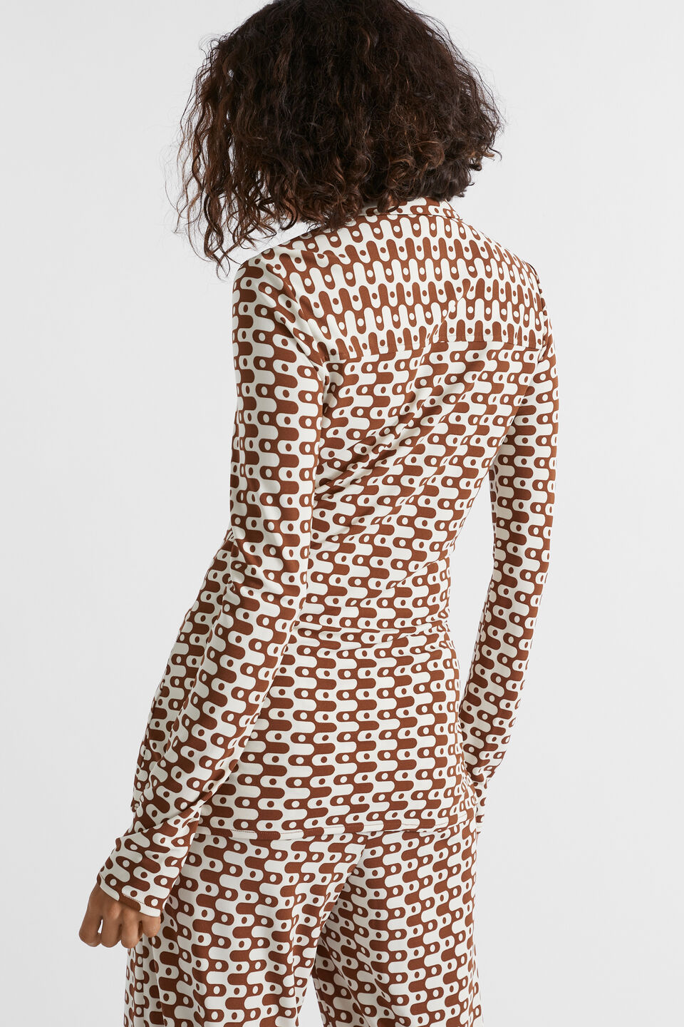 Geo Swirl Polo Top  Spice Geo