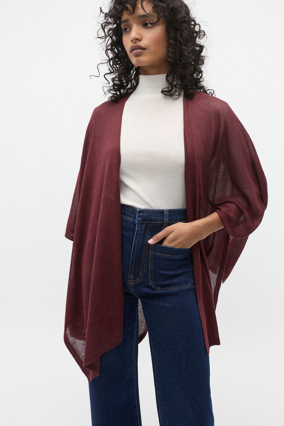 Fine Knit Poncho  Merlot