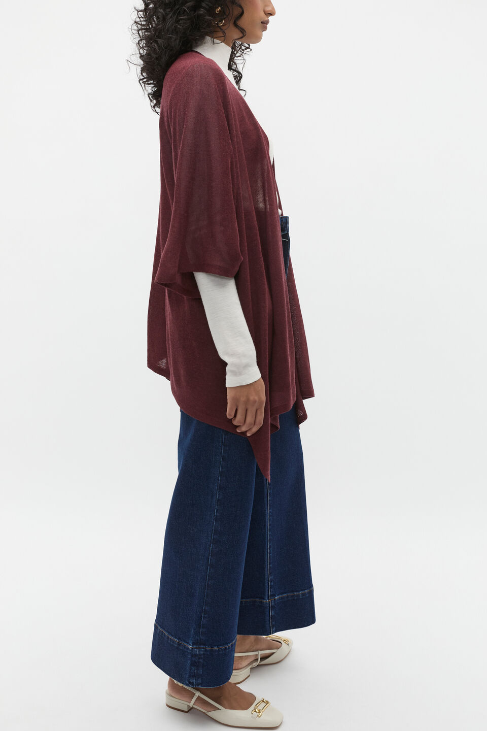 Fine Knit Poncho  Merlot