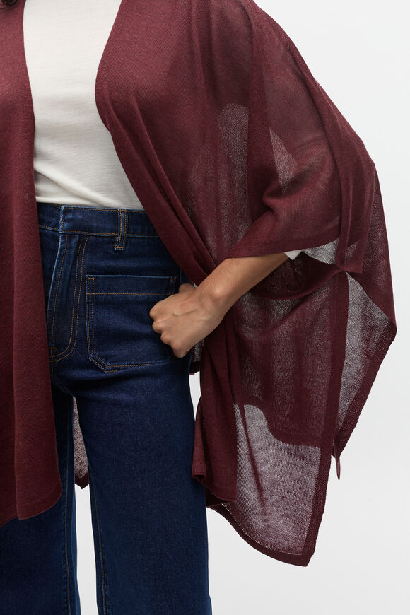 Fine Knit Poncho  Merlot  hi-res